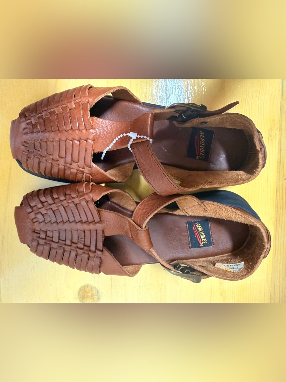 Aerosoles 90s Y2K Vintage Brown Leather Huarache Fisherman Sandals NWOT 8B - Picture 8 of 9